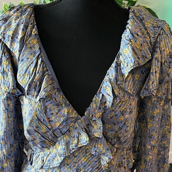 Free People Sweetest Thing Long Sleeve Minidress Midnight Cowboy SZ 6 NWT - Picture 10 of 12